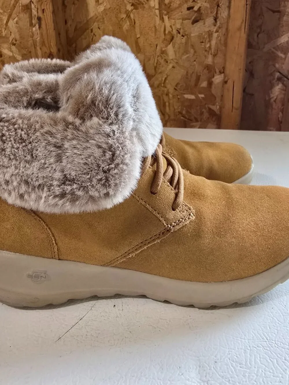 Skechers On-The-Go Suede Faux Fur Ankle Winter Boots Chestnut Women Size 5.5